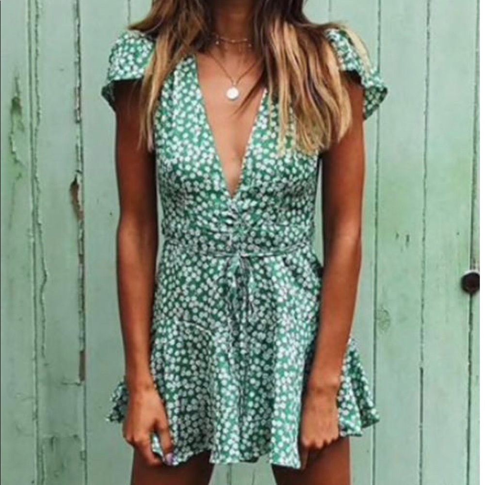 Green wrap dress